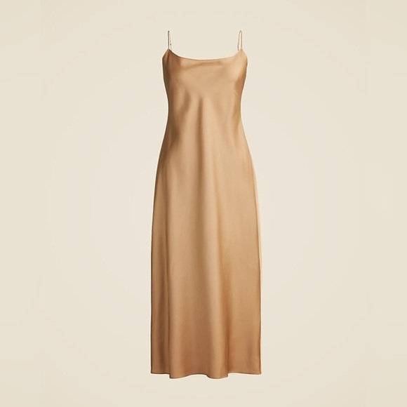 J. Crew Gwyneth slip dress in luster charmeuse BV496 Size 4 Camel - Picture 3 of 5